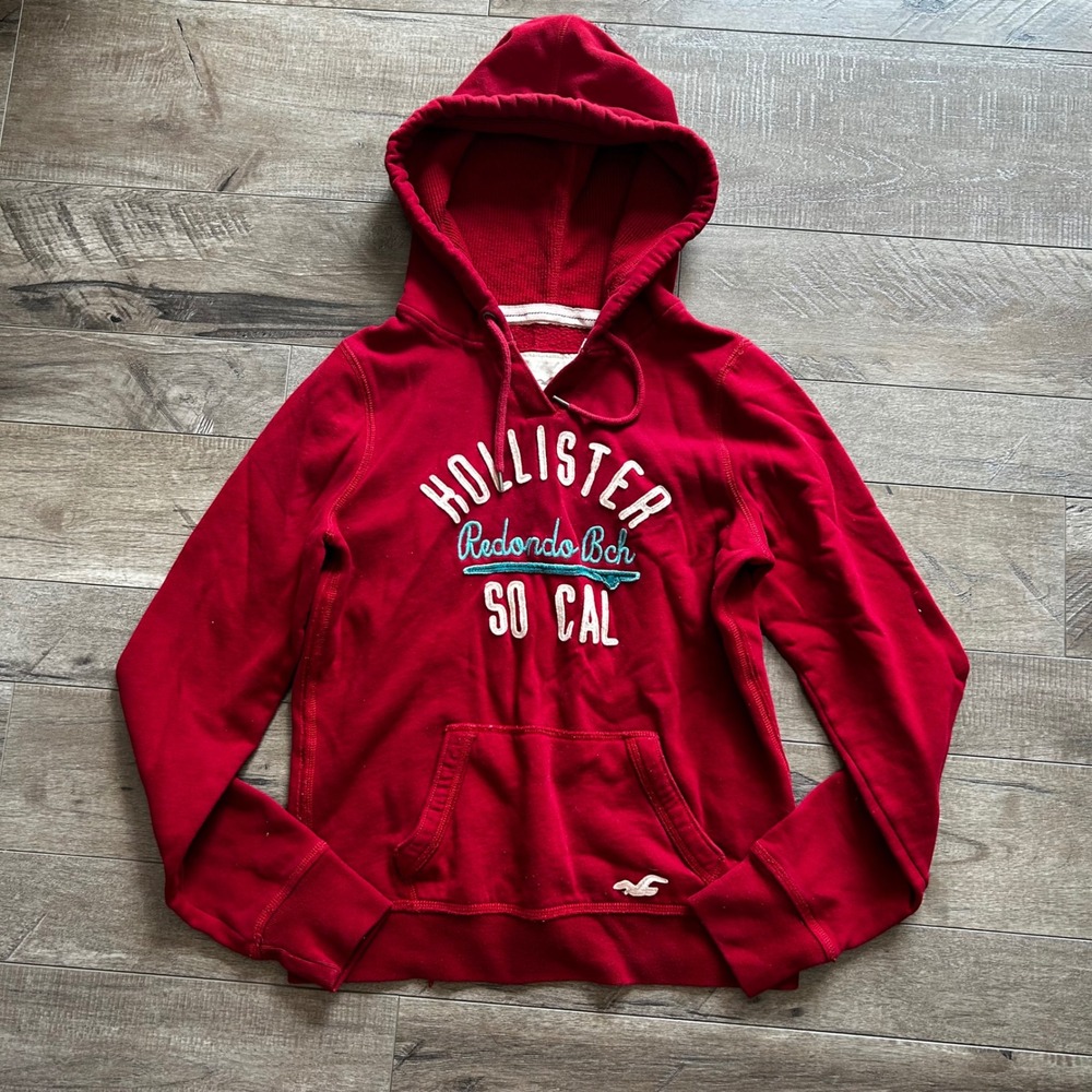 Y2K Hollister So Cal Red Hoodie Pullover Sweatshirt Woman's Large